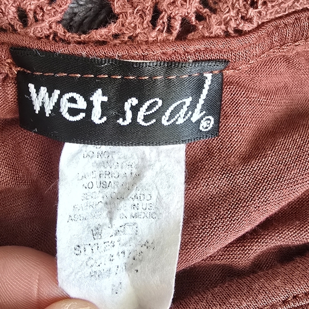VTG Wet Seal boho tiered tank top in a warm rust/terracotta brown Womens Med - Picture 11 of 12